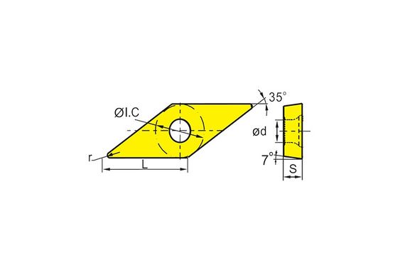 Đặt VCMT CNC được thiết kế chính xác với góc 35 ° V và góc 7 ° C để cắt hợp kim nhiệt độ cao