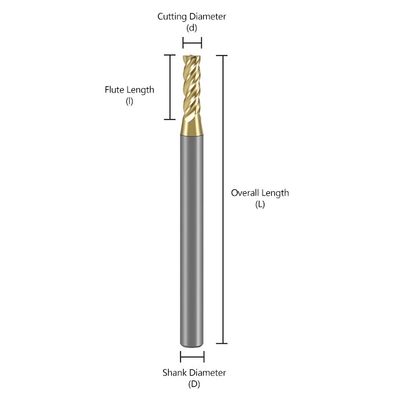70 ° Khó khăn HRC 4-Flute Tungsten Carbide End Mill với lớp phủ Alnovz3 Chuyên gia cho máy cắt CNC thép không gỉ
