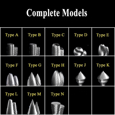 12 Collet Đơn cắt đôi Carbide Tệp quay vòng Hình dạng xoay Loại B