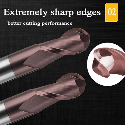 Vonfram thép cacbua nhôm kết thúc Mill 200mm 6 Hrc 55 Tròn R3 4 Sáo Hrc 45