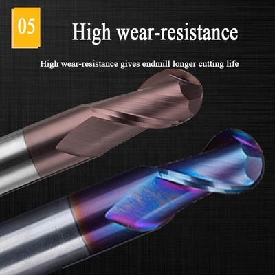 Vonfram thép cacbua nhôm kết thúc Mill 200mm 6 Hrc 55 Tròn R3 4 Sáo Hrc 45