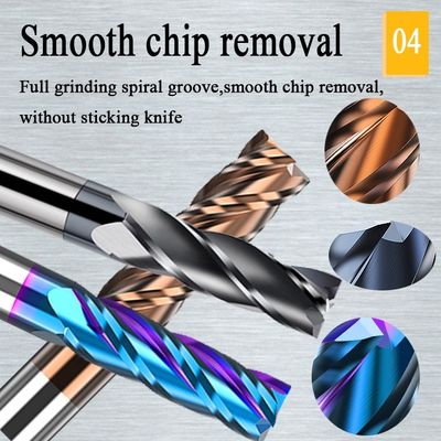 Vonfram cacbua rắn tráng 3mm 8mm 4 Flute Carbide End Mill cho Cnc