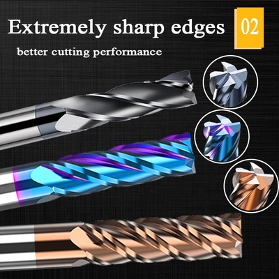 Hrc55 Carbide rắn 1/4 &quot;2 4 Sáo Gia công phẳng hình vuông cuối Máy cắt Bit