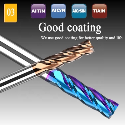 Hrc55 Carbide rắn 1/4 &quot;2 4 Sáo Gia công phẳng hình vuông cuối Máy cắt Bit